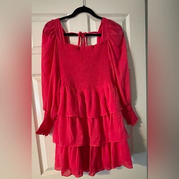 Dresses & Skirts - Coral Square Neck Ruffle Dress